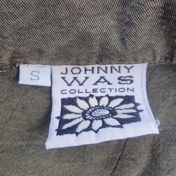 Johnny Was Military Jacket Button Down Shirt Dark Olive Green Women's Small - Picture 5 of 13